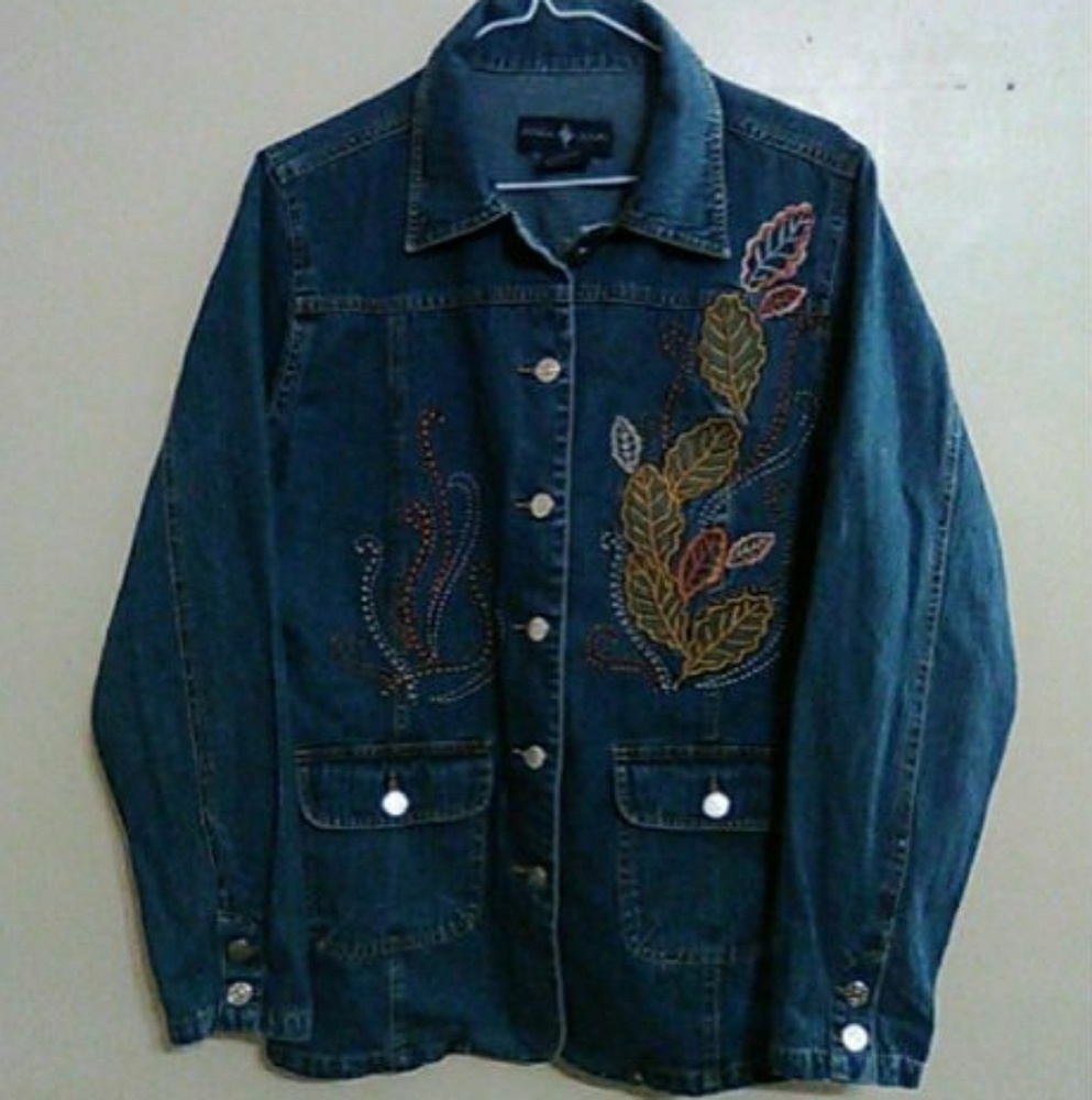 Fusha jeans womens jean jacket embroidered.